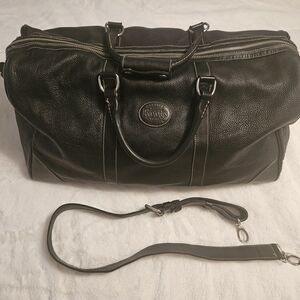 Mens Womens Roots Black Leather Duffle Bag